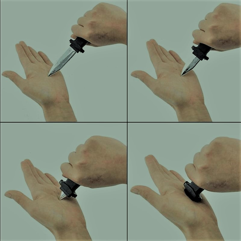 چاقو فنری؛ دسته چوبی پلاستیکی مشکی سبز قهوه ای سرگرمی