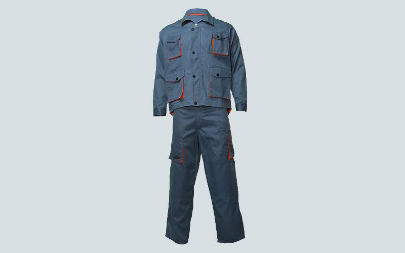 لباس کار پاور؛ طوسی نارنجی آبی دوخت محکم دو سوزنه سایز M L XXL