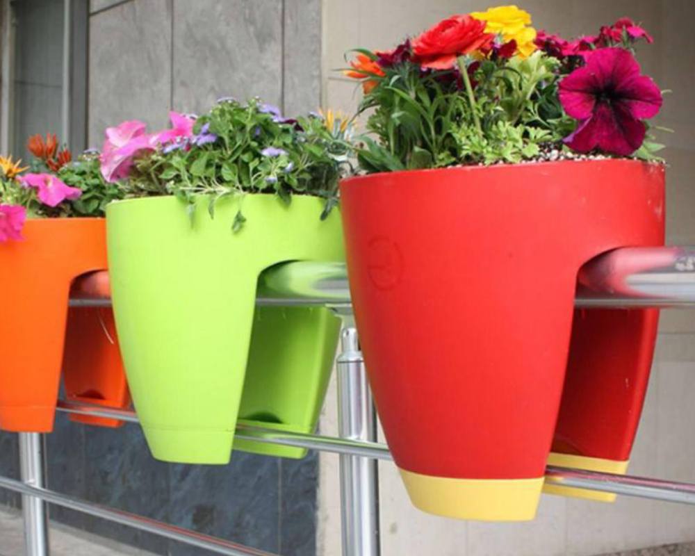 گلدان پلاستیکی بالکنی؛ مربع دایره بیضی جنس پروپیلن سبک مقاوم