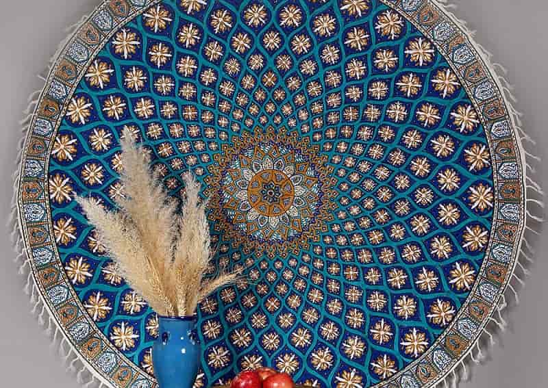سفره قلمکار اصفهان؛ سنتی جنس الیاف طبیعی (پنبه ابریشم)
