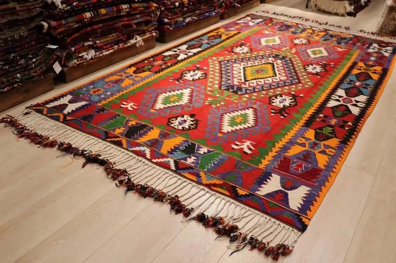 پادری گلیم سنتی؛ دستبافت ماشینی نخ پنبه الیاف طبیعی