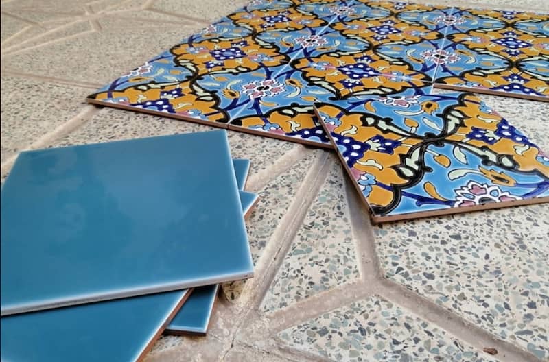 کاشی سنتی ساده (سرامیک) حوضه استخری 3 لاجوردی آبی فیروزه ای