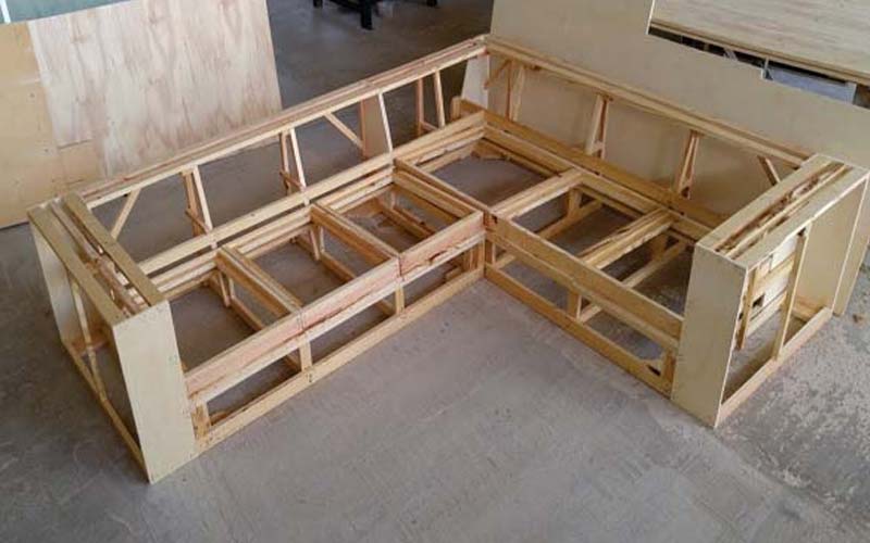 کلاف مبل ال (اسکلت) فلزی چوبی 2 طرح ساده مدرن