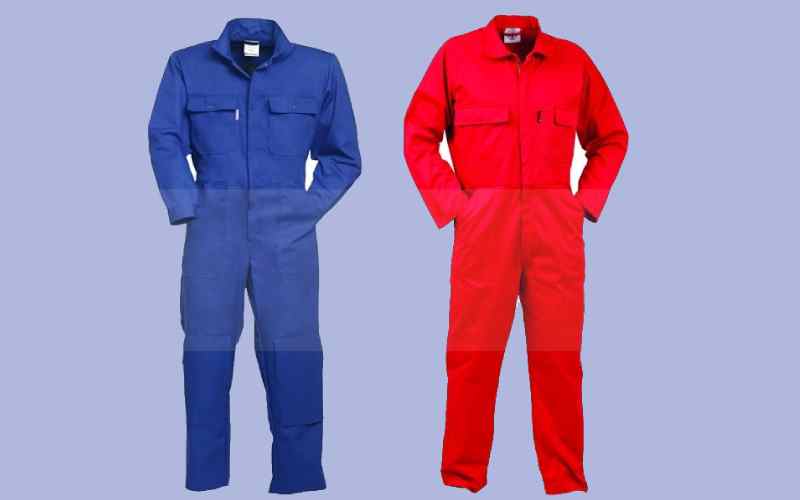 لباس کار بیلرسوت؛ شلوار پیش بند دوبنده جیب دار 3 رنگ قرمز آبی سفید