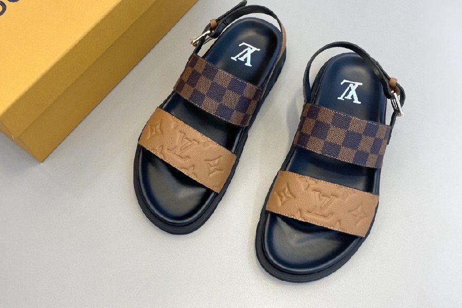 صندل لویی ویتون؛ چرم مصنوعی 3 رنگ سفید مشکی قهوه ای