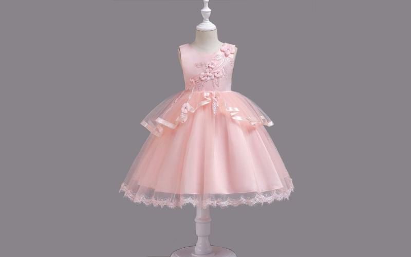 لباس مجلسی بچه گانه دخترانه شیک؛ دامن دار پفی کوتاه بلند جنس نخی توری