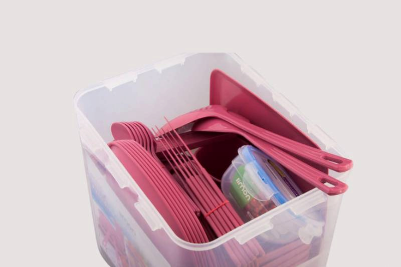 سرویس ظروف پلاستیکی مسافرتی؛ بشقاب کاسه لیوان نشکن رنگبندی (6 18) نفره