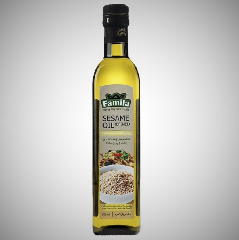 روغن کنجد فامیلا؛ مایع جامد فاقد کلسترول چربی سوز حاوی Vitamin E