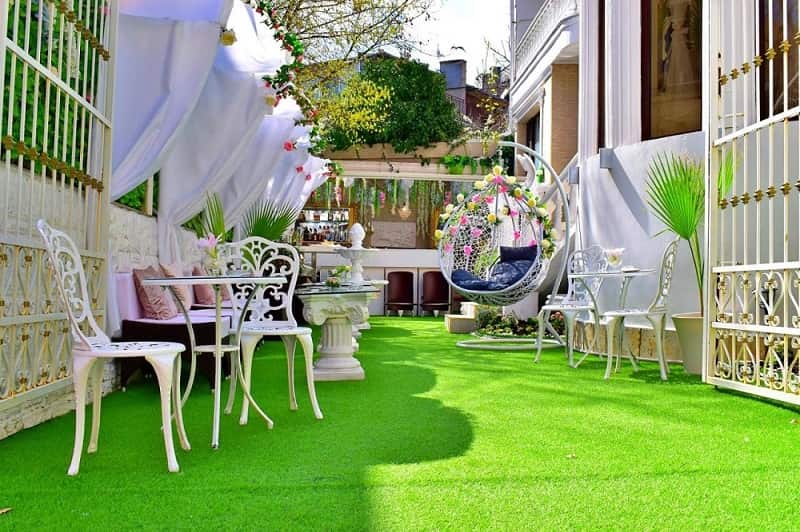 چمن مصنوعی درجه یک (کفپوش) نایلونی پلی اتیلن اداری مسکونی تزئینی دو لایه