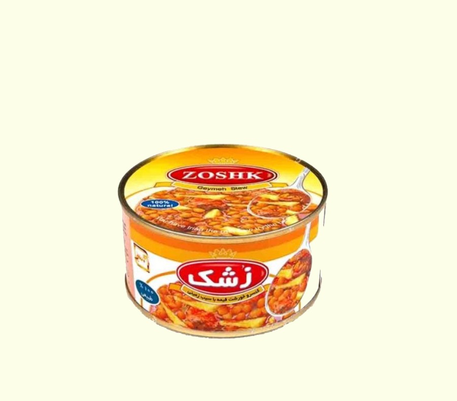 کنسرو قیمه زشک؛ تازه حاوی (گوشت لپه لیموعمانی) بسته بندی 12 24 عددی