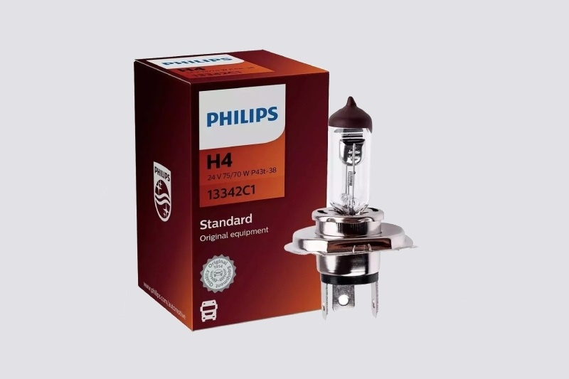 لامپ فیلیپس h4؛ هالوژنی شفاف سفید رنگ ولتاژ 100 ساخت CHINA