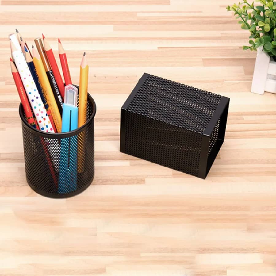 جامدادی فلزی رومیزی (لوازم تحریر) لیوانی توری عروسکی 2 نوع دخترانه پسرانه