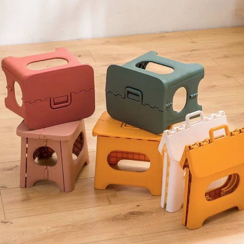 چهارپایه پلاستیکی تاشو سایز کوچک؛ گرد چهارگوش 3 رنگ سبز آبی قرمز