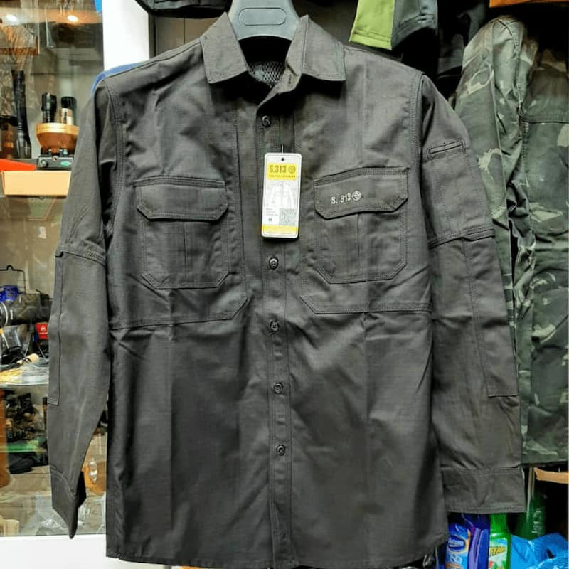 لباس بسیجی سیاه؛ پلنگی جنگی طرح دار ساده 3 جنس نخ پنبه کتان