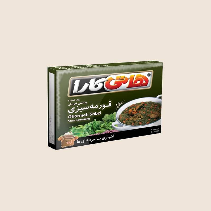 ادویه قورمه سبزی هاتی کارا؛ ترکیب اسفناج گشنیز جعفری حاوی فیبر آهن