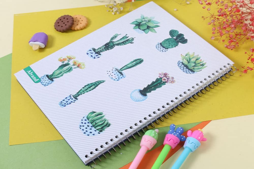 دفتر 100 برگ؛ یک دو خط سیمی 2 جلد مقوایی طلقی