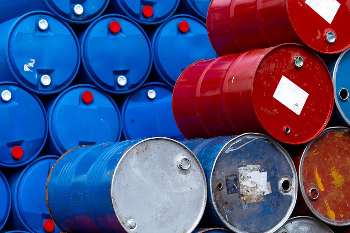 بشکه فلزی کار کرده؛ آبی سبز زرد گالوانیزه استوانه توخالی