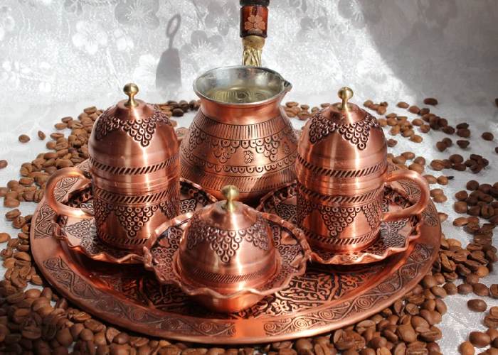 ظروف مسی پایه بلند؛ ساده طرحدار 2 مدل ملیله کاری فیروزه کوب