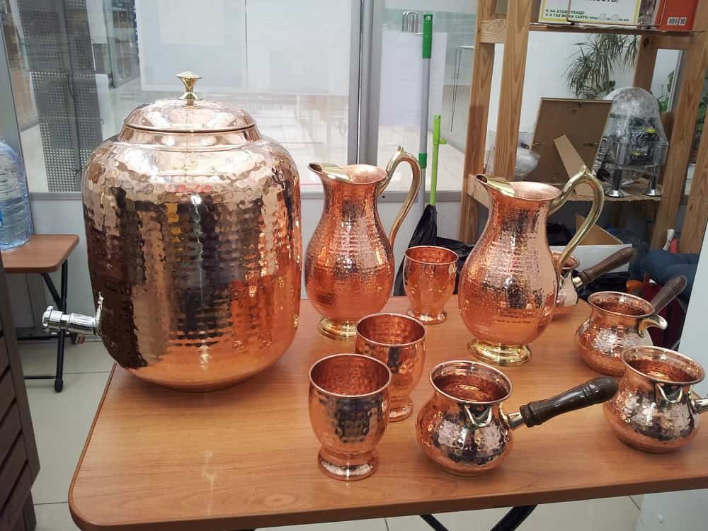 ظروف مسی به صورت عمده (دکوری) چکش کاری شده پوشش قلع