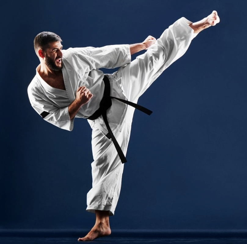 لباس کاراته مارک شائولین؛ سفید مشکی پارچه بادوام