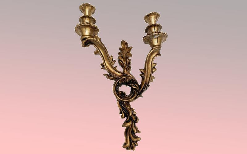 شمعدان تزئینی دیواری؛ فلزی چوبی آبکاری 2 رنگ طلایی مشکی