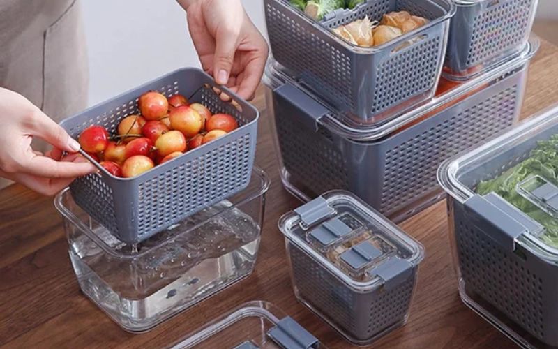 ظروف پلاستیکی آشپزخانه؛ لگن سبد جای حبوبات رنگبندی متنوع