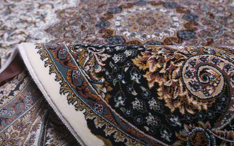 فرش 12 متری ستاره کویر یزد؛ دستباف ماشینی الیاف ضخیم ابعاد 3*4 متر