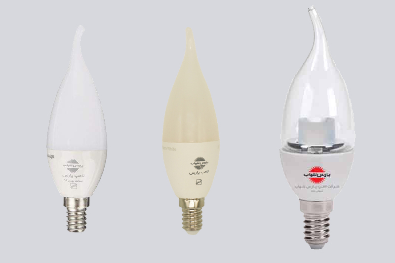 لامپ ال ای دی شمعی پارس شهاب؛ مناسب آباژور رومیزی لوستر رنگبندی مختلف