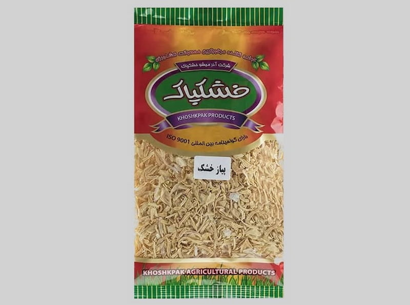 پیاز خشک خشکپاک؛ خلالی حبه ای پودری بسته بندی (100 200 300) گرمی