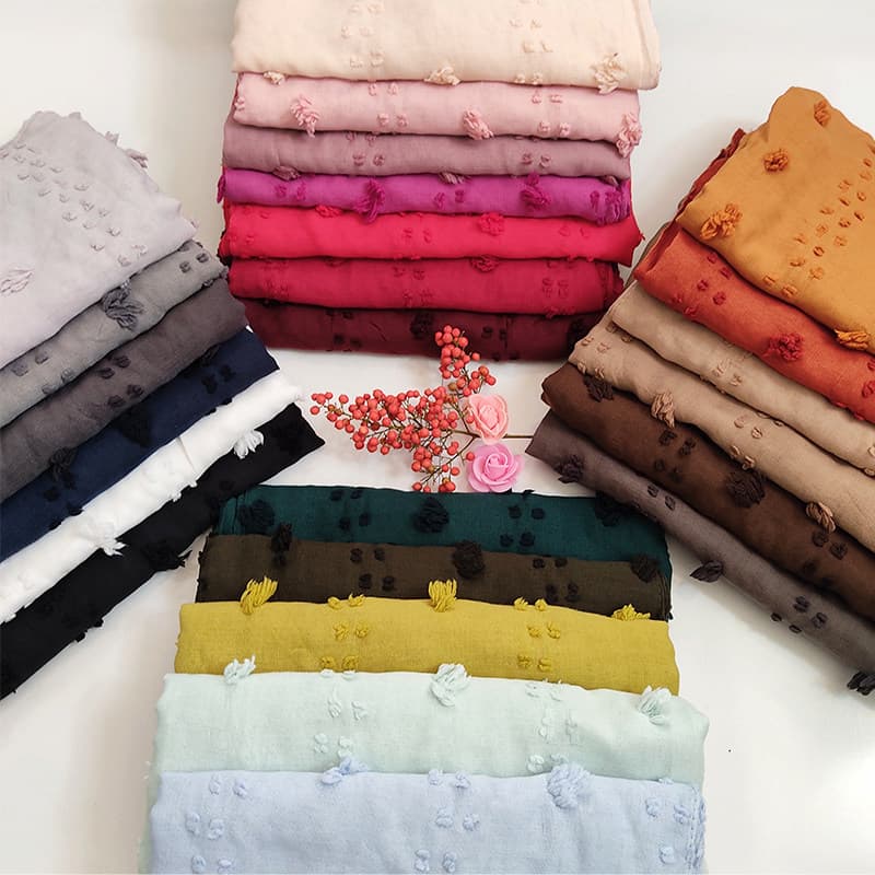 شال شکوفه ای (پوشاک) نخی کرپ حریر 3 طرح پلیسه چهار خانه توپ توپی