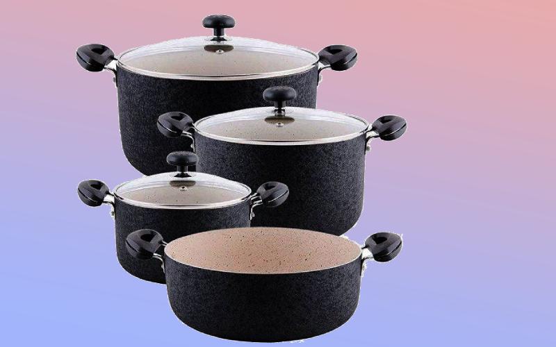 ظروف تفلون زردیس؛ آلومینیومی دسته پلاستیکی محکم نسوز