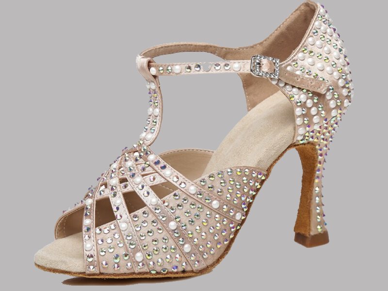 دمپایی صندل عروس؛ پاشنه دار بند دار 3 رنگ سفید نقره ای کرم سایز (37 38)