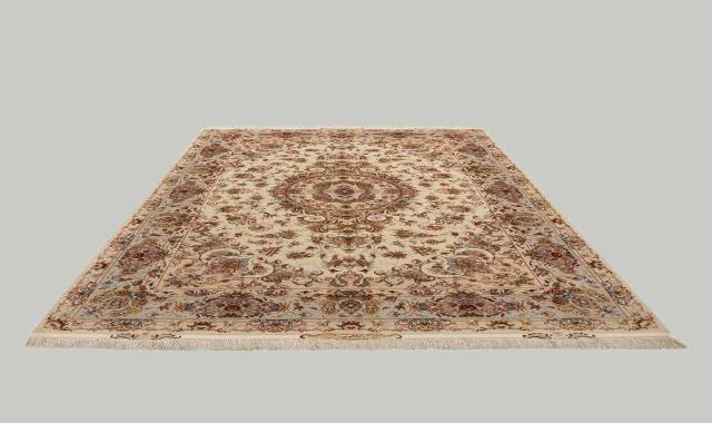 فرش دستباف کرمان (قالی) گل ابریشمی پشمی پنبه ابعاد 3 6 9 12 متری