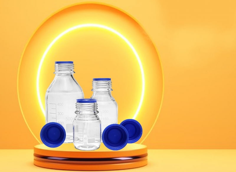 بطری درب آبی؛ جنس شیشه مقاومت بالا حجم 100 250 500 میلی لیتر