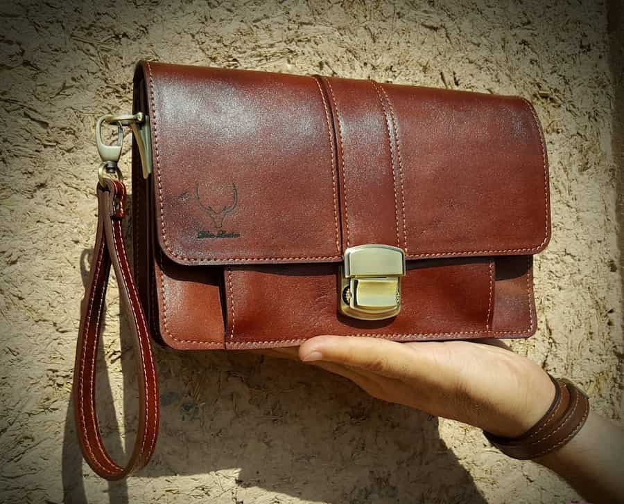 کیف مدارک مردانه چرم مشهد؛ ساده کمربندی 3 رنگ قهوه ای سرمه ای مشکی