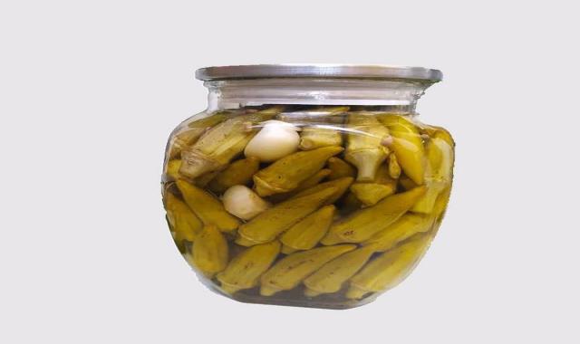 ترشی بامیه خانگی؛ درمان دیابت کاهش وزن 2 بسته بندی شیشه ای پلاستیکی