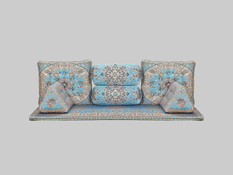 ترمه شاه نشین (صنایع دستی) سنتی ابریشمی 2 رنگ فیروزه ای خاکی