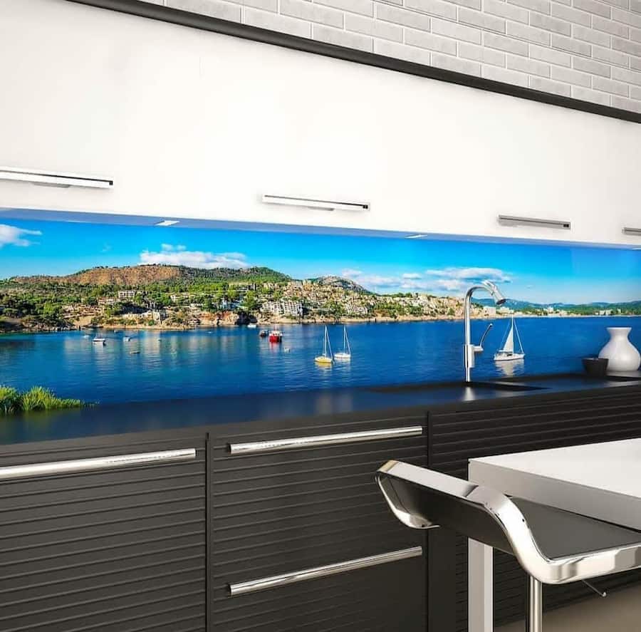 کاشی سه بعدی بین کابینت؛ روکش معمولی اپوکسی 2 طرح جنگل Sea