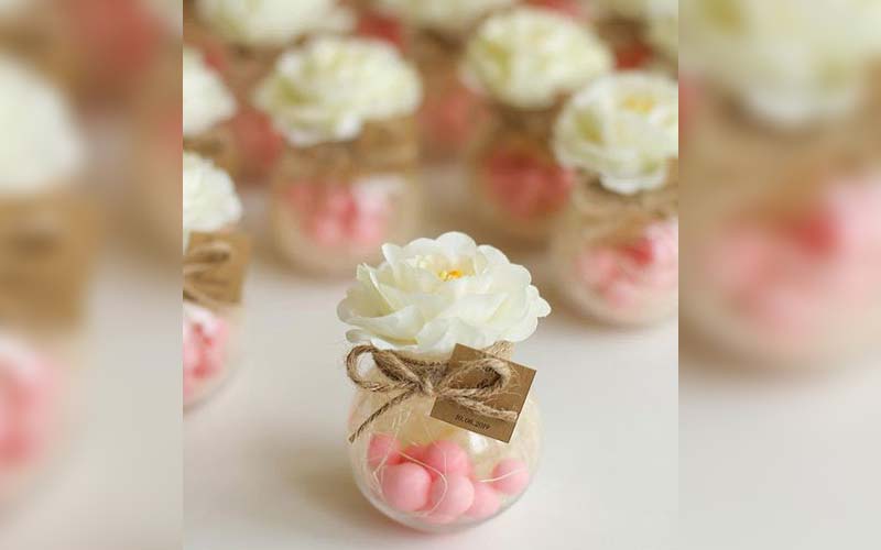 نقل عروسی؛ تزئینی 3 شکل قلب مکعب گل مناسب سفره عقد