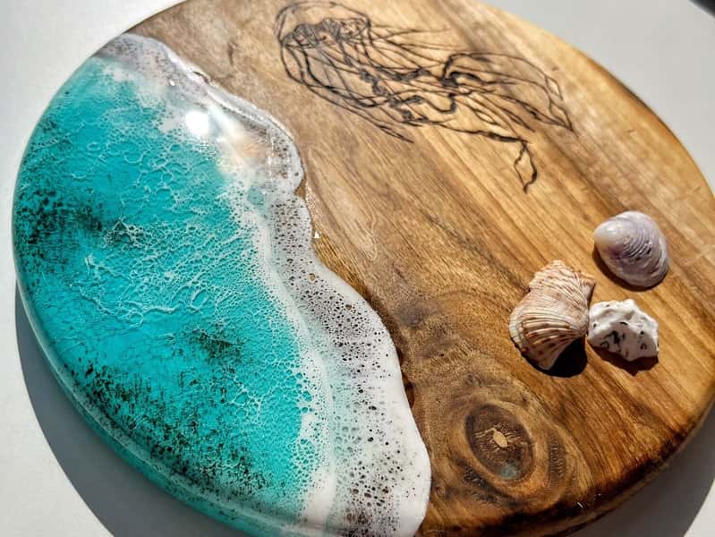 سینی رزین چوبی؛ دست ساز شفاف مقاومت بالا مناسب غذا میوه دسر