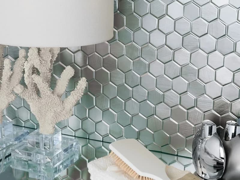 کاشی شیشه ای چسب دار (تایل) سیمانی گچی مدل نواری