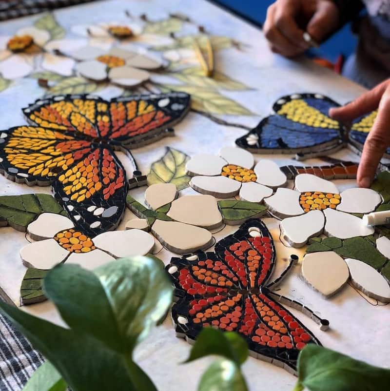 کاشی موزاییک تزئینی؛ تک گل فیتیله 2 چاپ دیجیتالی ساده