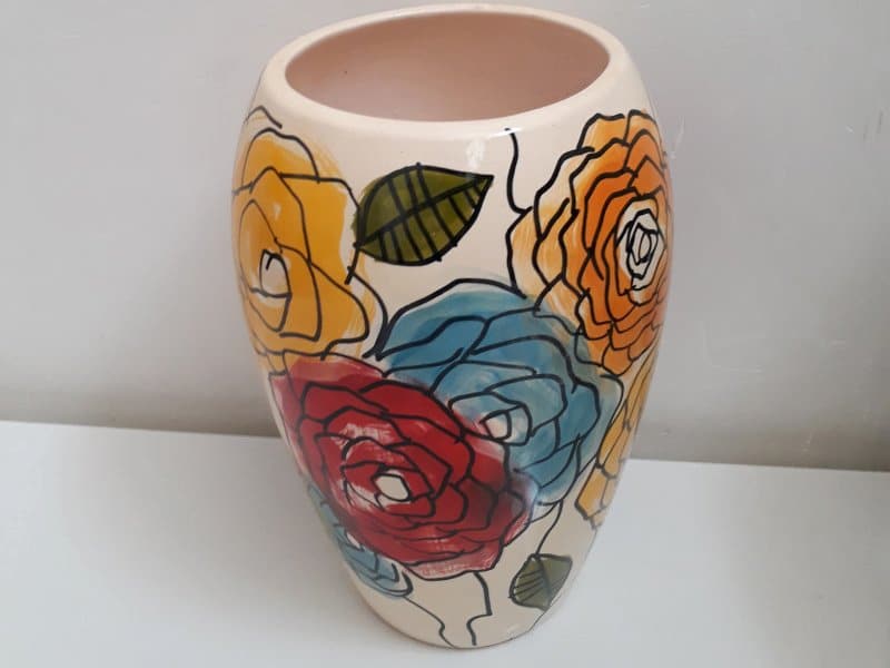 گلدان سفالی لعاب دار؛ خمره ای لاله ای ضد خش ضربه (نگهداری 5 سال)