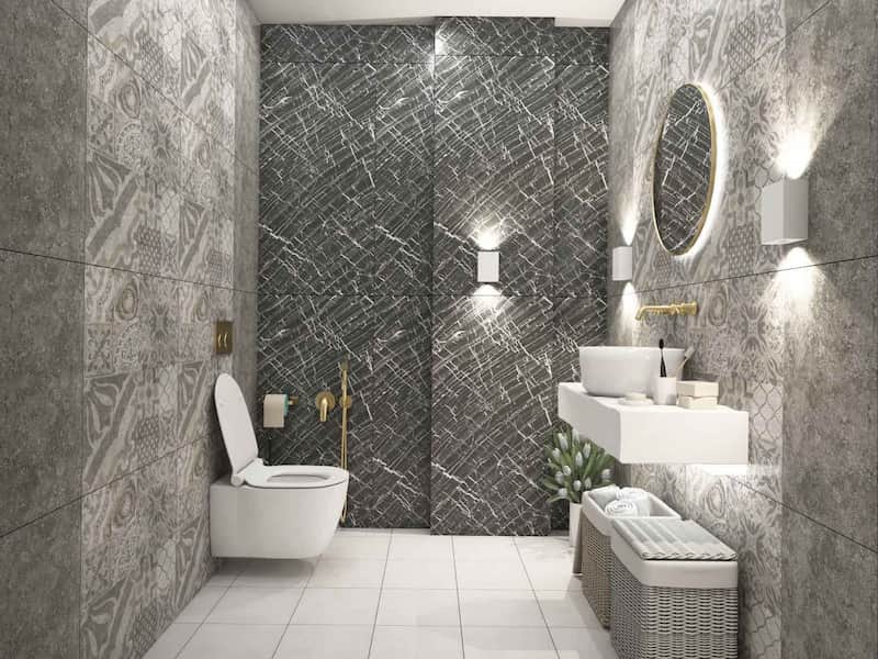 کاشی سرویس بهداشتی مدرن؛ فلدسپات کوارتز مقاوم (رطوبت حرارت) مات براق