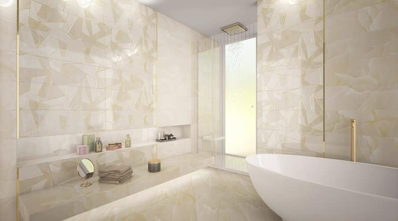 کاشی و سرامیک مجتمع میبد؛ پرسلان گرانیتی سفید قرمز Meybod