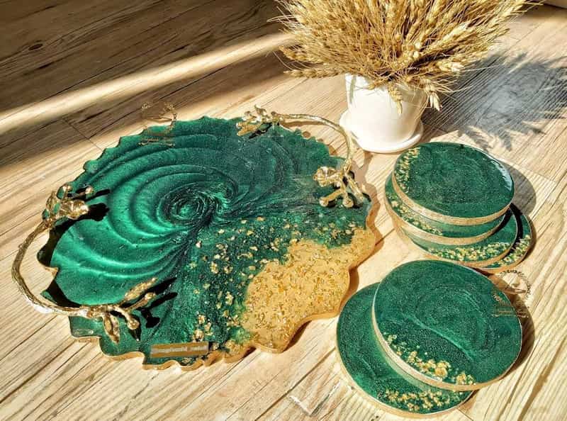 ظروف رزین اپوکسی؛ شفاف طیف رنگی متنوع تزئینی پذیرایی هدیه