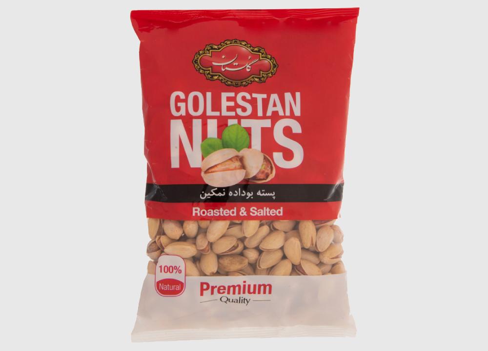 پسته گلستان 450 گرمی؛ طعم دار نمکی خام پاکتی درجه 1