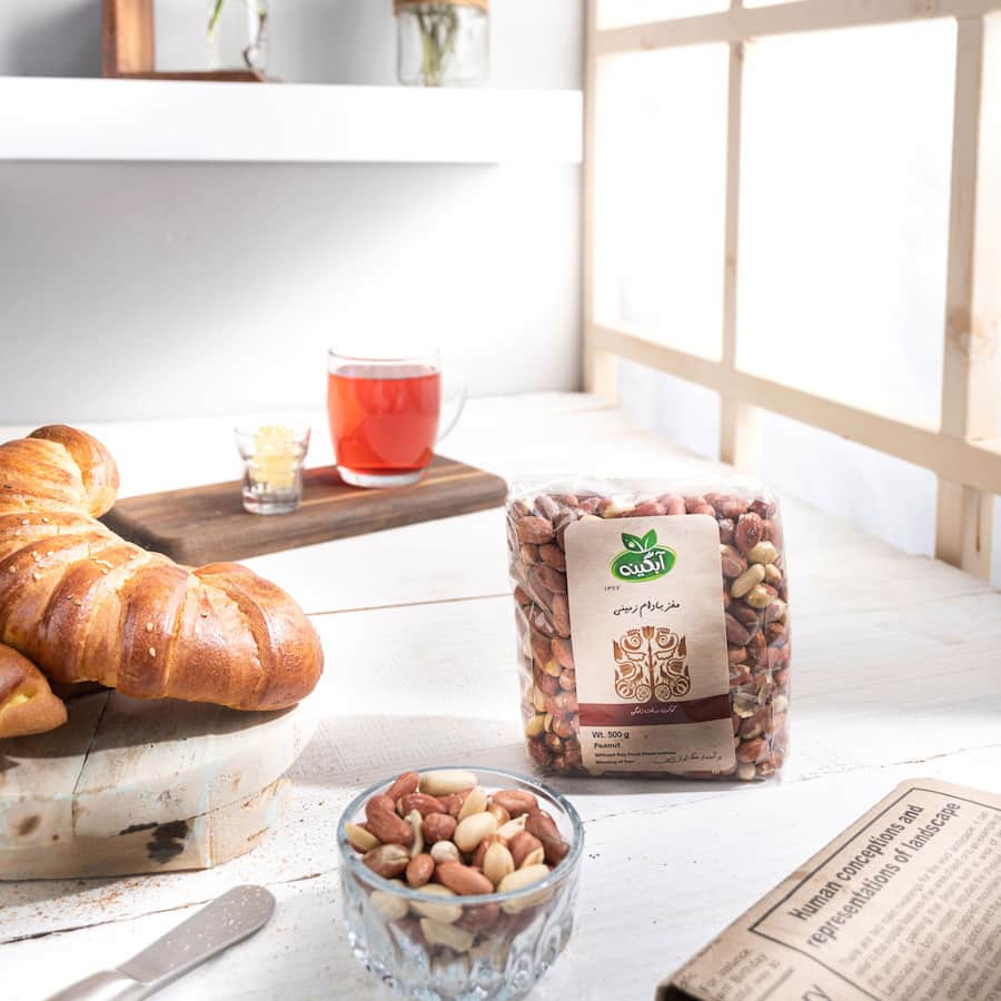 بادام زمینی آبگینه؛ نمکی فلفلی روکش دار (ارگانیک) 500 گرمی