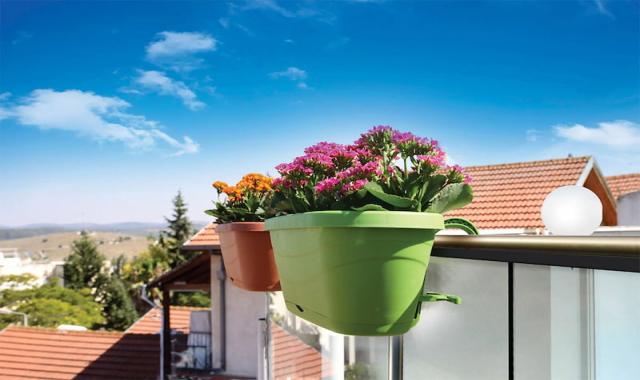 گلدان پلاستیکی روی نرده؛ مستطیل گرد جنس درجه 1