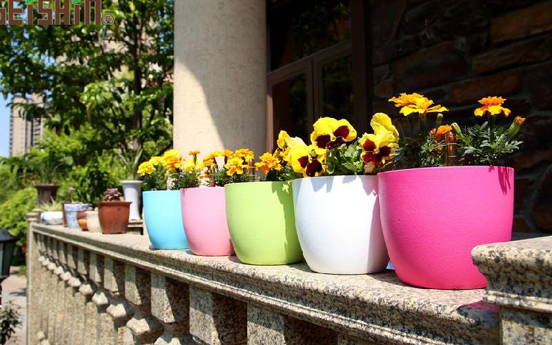 گلدان پلاستیکی کشاورزی؛ جنس فایبر گلاس 2 شکل گرد مستطیل